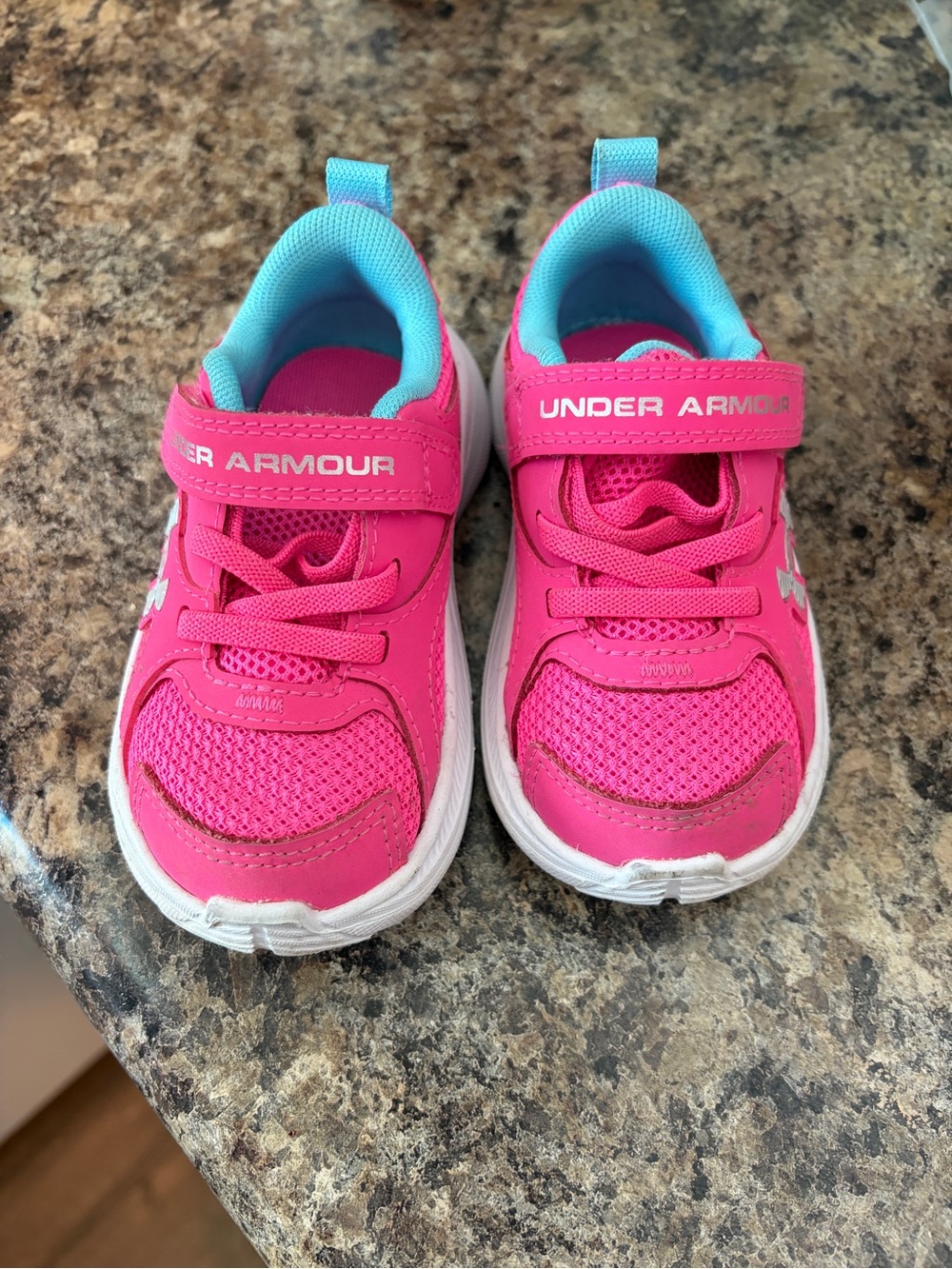 Under Armour Kids Bright Pink and Aqua Slip-On Sneakers